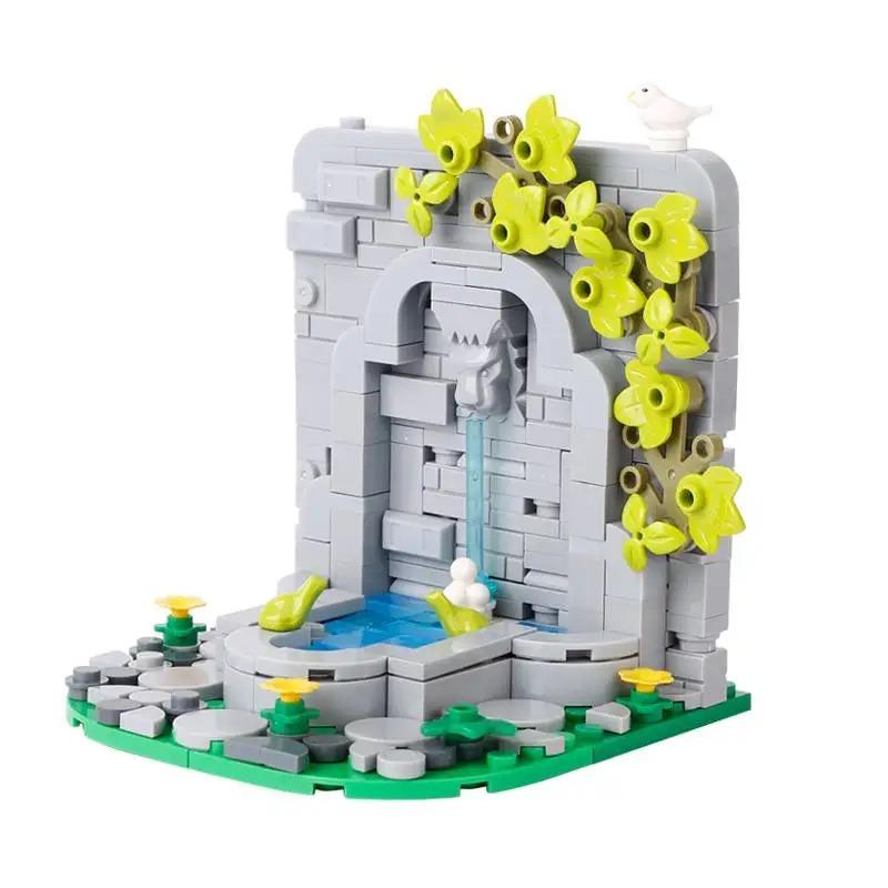 MOC Medieval Building Blocks Set Hanging Cage Guillotine Castle Fountain Bonfire Tent Bulletin Board Ox Cart Carriage Gift Toy
