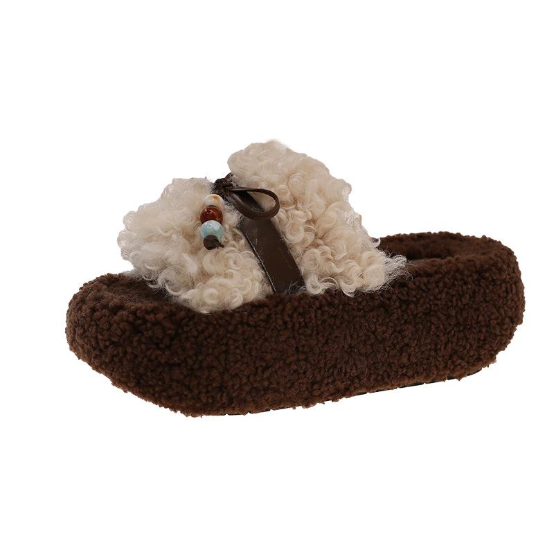 Dicksohlige, erhöhende, flauschige Schuhe für Damen 2025 neue Herbstmode, bequeme Schuhe, vielseitiges Temperament, kleine Hausschuhe