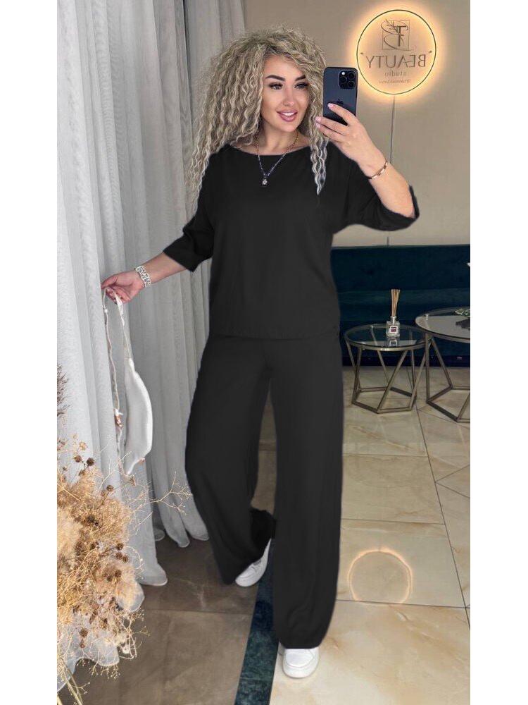 2025 Autumn & Winter Fashion Casual Two-Piece Set with Seven-Sleeve Top