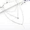 Multi\-Layer Bar Pendants Necklace Y Curve Bar Alloy Choker Sequin Thin Three Layers Neck Chain