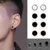 Trendy HipHop Titanium Steel Round Men's Stud Earrings Hippie Stainless Steel Black Drip Earings for Men Couple Piercing Jewelry