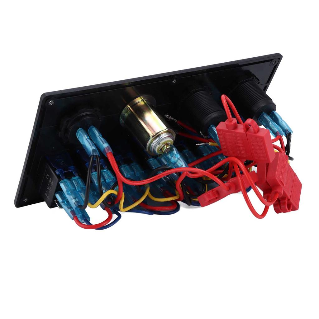 Black 8 Gang Rocker Switch Panel Toggle Switch with LED Backlight Motor Boat Modification DC12‑24V