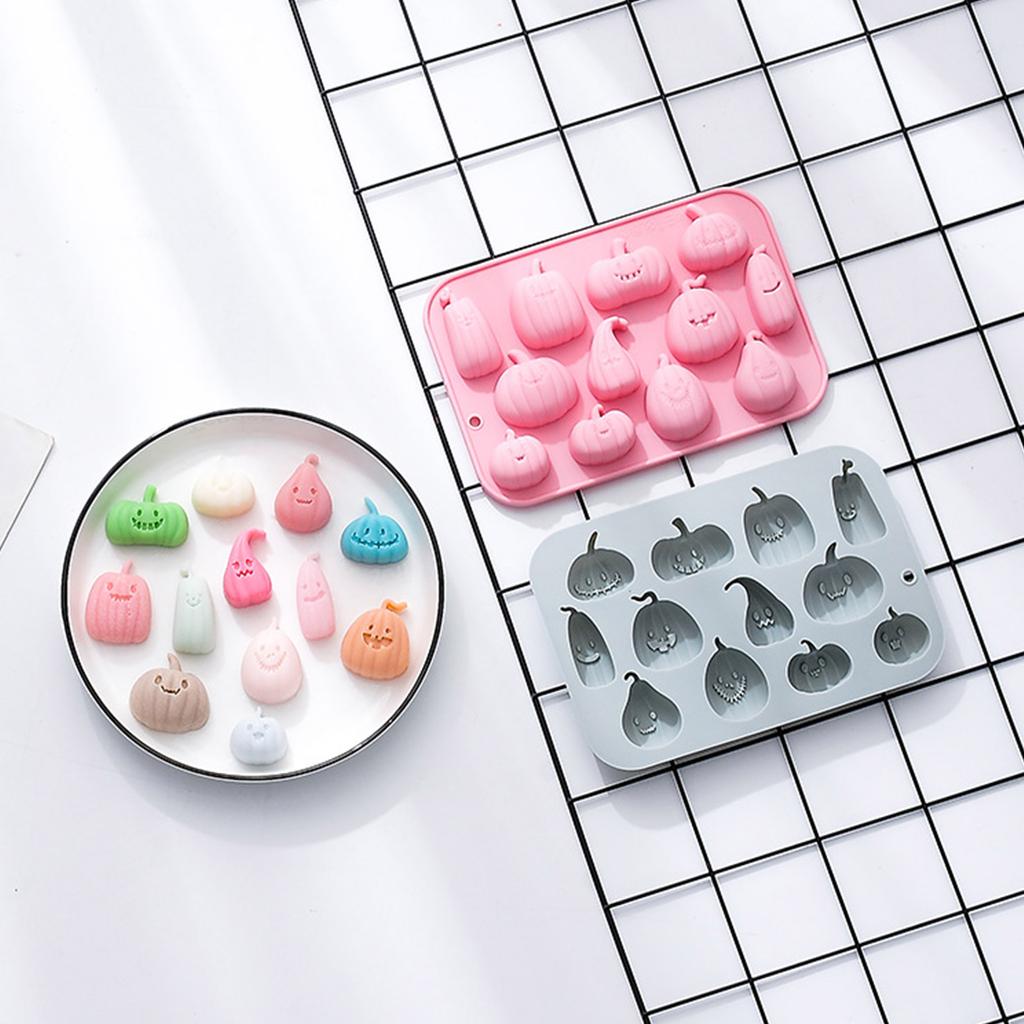 Silicone Chocolate Fondant Decorations Molds Cute Pumpkin Halloween Baking Mold Reusable Candy Trays Silicone Molds