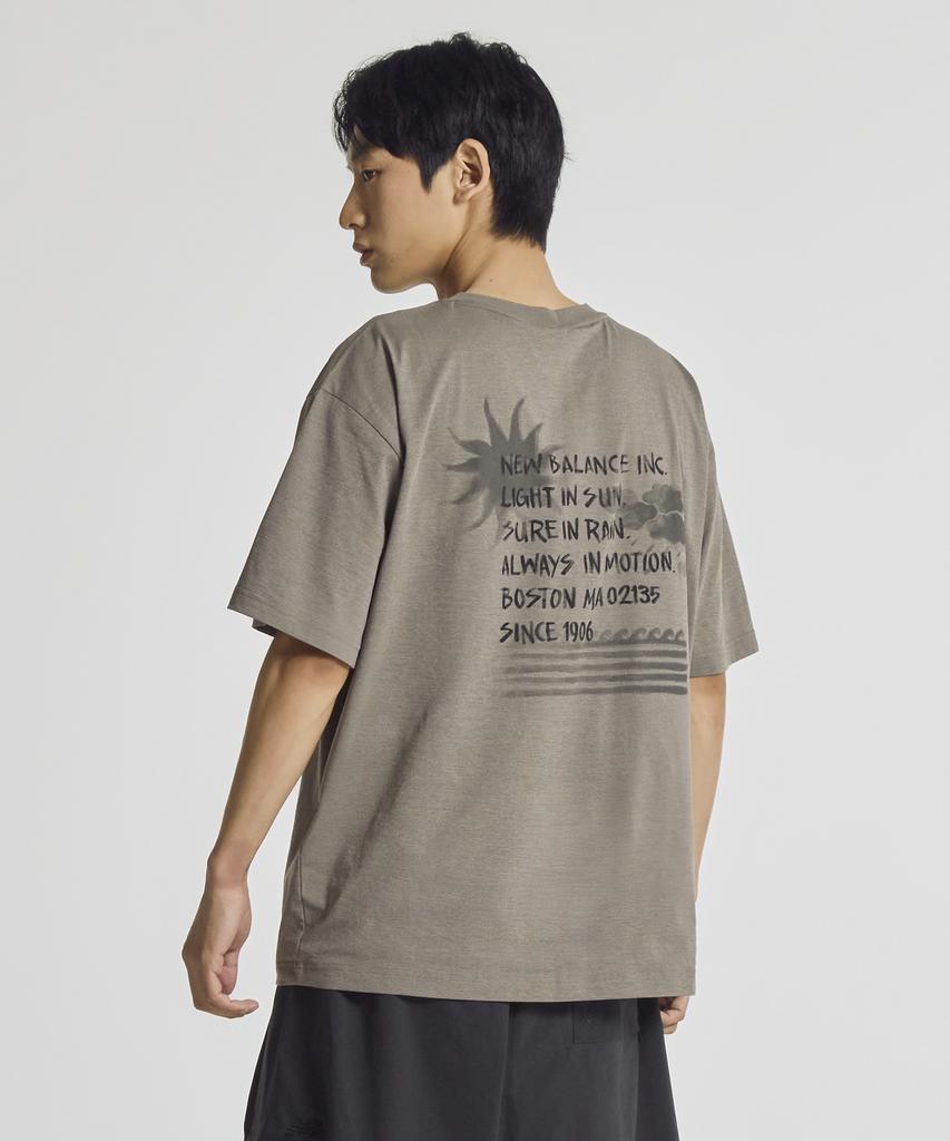 Nyuballanseu Nbneg31653 / Uni Sunny Rainy Water Lettering Short Sleeve T-Shirt (Dark Beige)