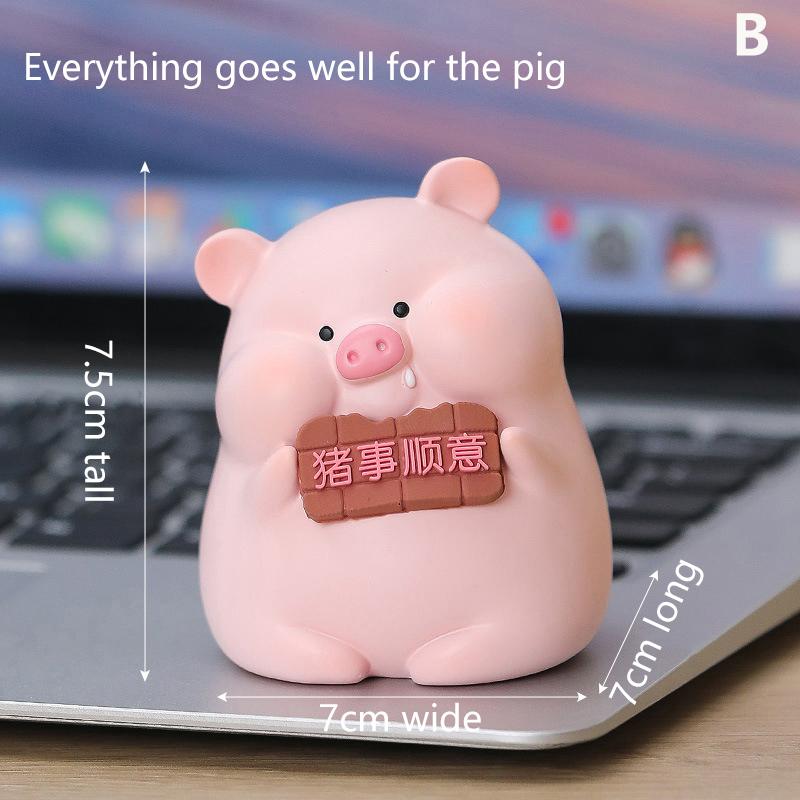 Kawaii Pig Resin Diy Home Decoration Figurines Dollhouse Moss Landscape Fairy Garden Miniatures Room Decor