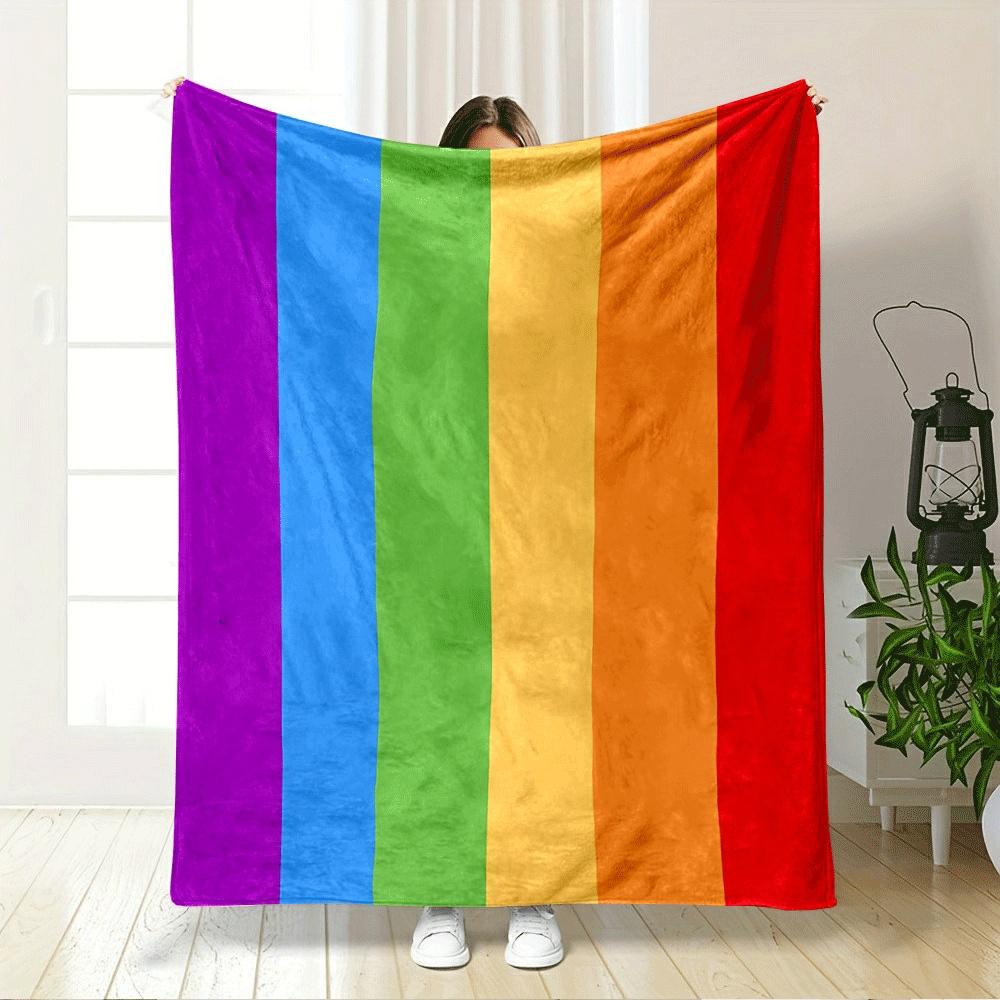 Vertikale Streifen in regenbogenähnlichen Farben: lila, blau, grün, gelb, orange, rot. Decke für alle Jahreszeiten Mittagspause Überwurf Geschenk