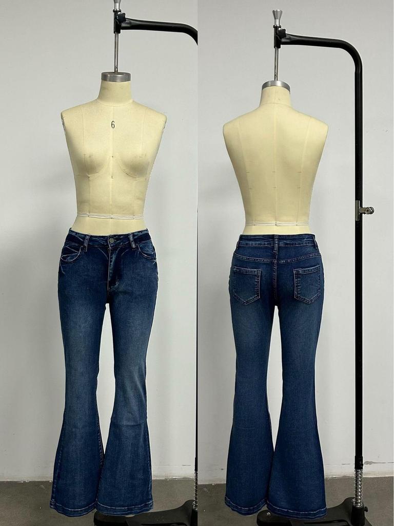 Vintage Spicy Girl Flare Pants: Slimming Elastic Denim Jeans for Women