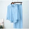 South East Asia Autumn and Winter Large Size Loose Elastic Wrinkle Long Sleeve Shirt Wide Leg Pants Fashion Casual Sports Suit