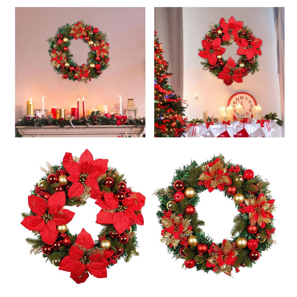 Christmas Wreath, 15.75 Inch Winter Holiday Christmas Decoration for Window