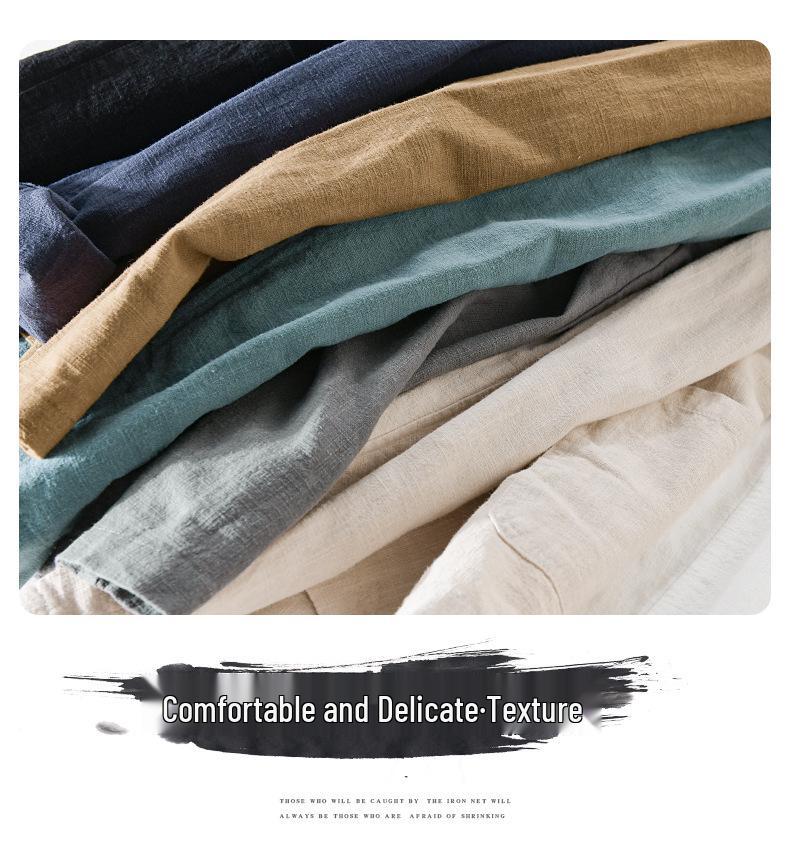 Men's Striped Short-Sleeve Casual Linen Suit for Spring & Autumn - Youthful, Handsome, and Popular (Model Y803)