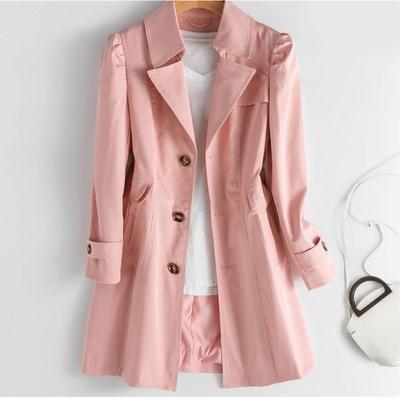 Spring Autumn Trench Coat with Lining OL Ladies Coats Elegant Slim Long Women Windbreaker Solid Casual Outwear Femme