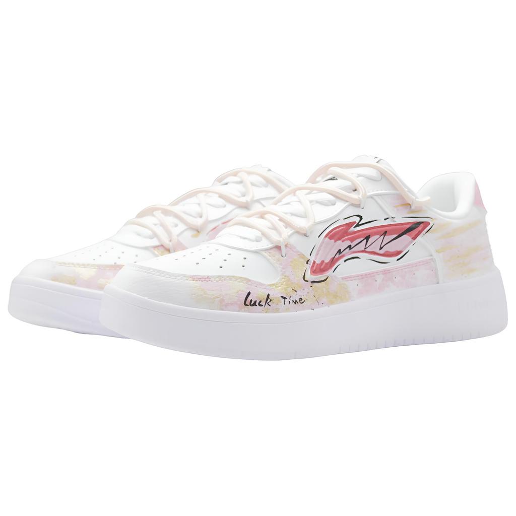 Li Ning Floating Boat Lucky Moments Cushioning, Wear Resistant Low Top Skateboard Shoes Unisex Pink Gold AGCS419-1(Team1025-)