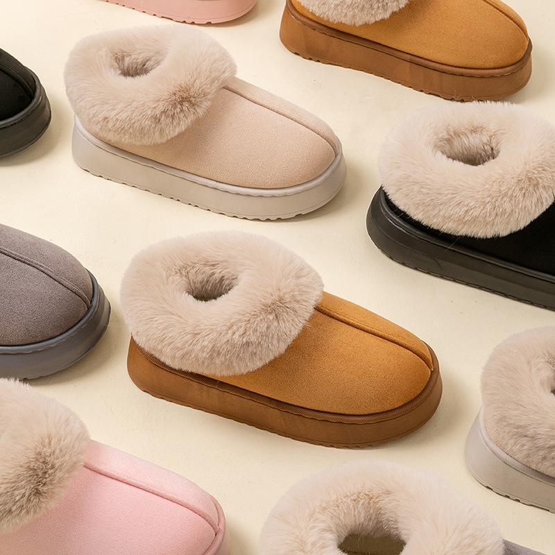 Thick-soled root cotton slippers autumn and winter home hotel plush shoes outer wear couple warm snow boots