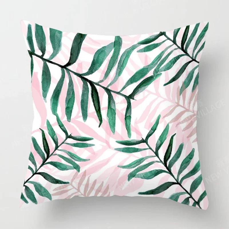 Nordic Fall Home Decor Autumn Throw Pillow Case Sofa Cushion Cover Modern 45x45cm 45*45 50x50 60x60cm 40*40cm Leaf Plant Green
