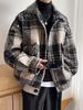 Men's Retro Plaid Wool Coat - Autumn/Winter Casual Thickened Lapel Jacket 