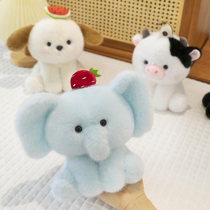 New Fruit Animal Panda Table with Doll Ornaments Cute Cow Doll Plush Toy Girlfriend Birthday Gift