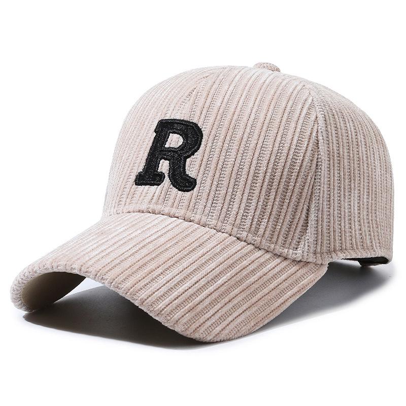 

Женская вельветовая бейсболка в корейском стиле - Ретро дизайн с полосками и козырьком-утконосом для осени/зимы M (56-58 cm) белый/кремовый