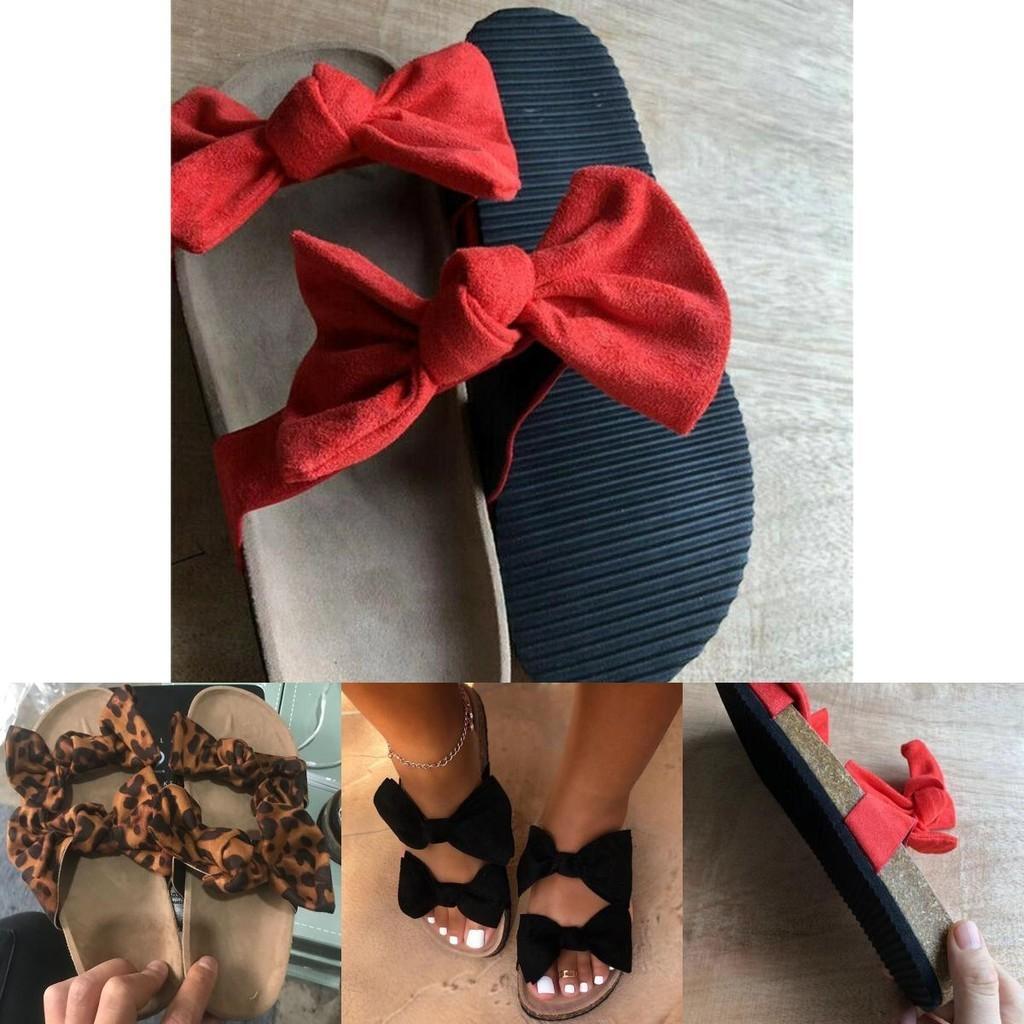 Elegant Women Ladies Slip On Peep Toe Bow Sliders Flatform Platform Flat Sandals
