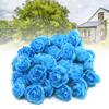 50 STÜCKE Simulation Rosenkopf Dekorativ Wiederverwendbar Seide Künstliche Rose Blume für Hochzeitsfeier Blau