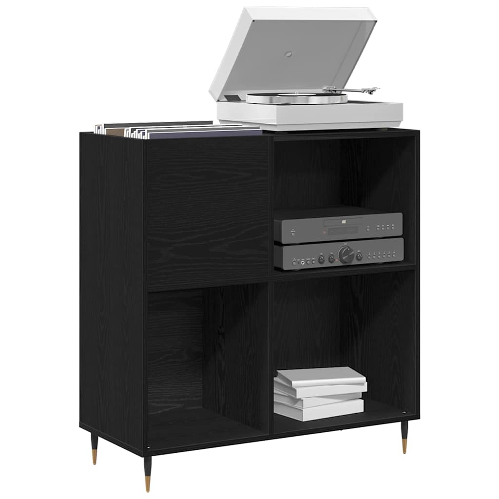 Vinyl Record Cabinet Black Oak Effect 85 x 38 x 89 cm