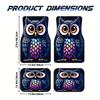 Set Of 4 Car Floor Mats, Perfect For Crossovers Or Pickup Trucks, Featuring A Vibrant Owl Abstract Design, Easy-To-Clean Surface