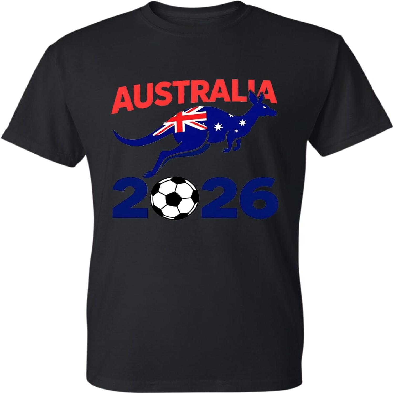 Australia Soccer 2026 Kangaroo Fan T Shirt Animal Graphic Men s Tee S разноцветный