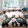 Cactus Duvet Cover Set King Size Hand Painted Style Bedding Set Nature Art Prints Comforter Cover Green Plant Cactus Quilt Cover