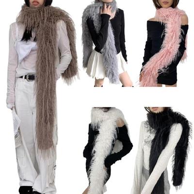 Long Plush Scarf Furry Neck Wrap Adult Girl Decorative Scarf Formal Dress Collar