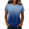 Women's Casual Pullover T-Shirt Short Sleeve Crew Neck Gradient Color Top Lightweight Soft Fabric Summer Wear