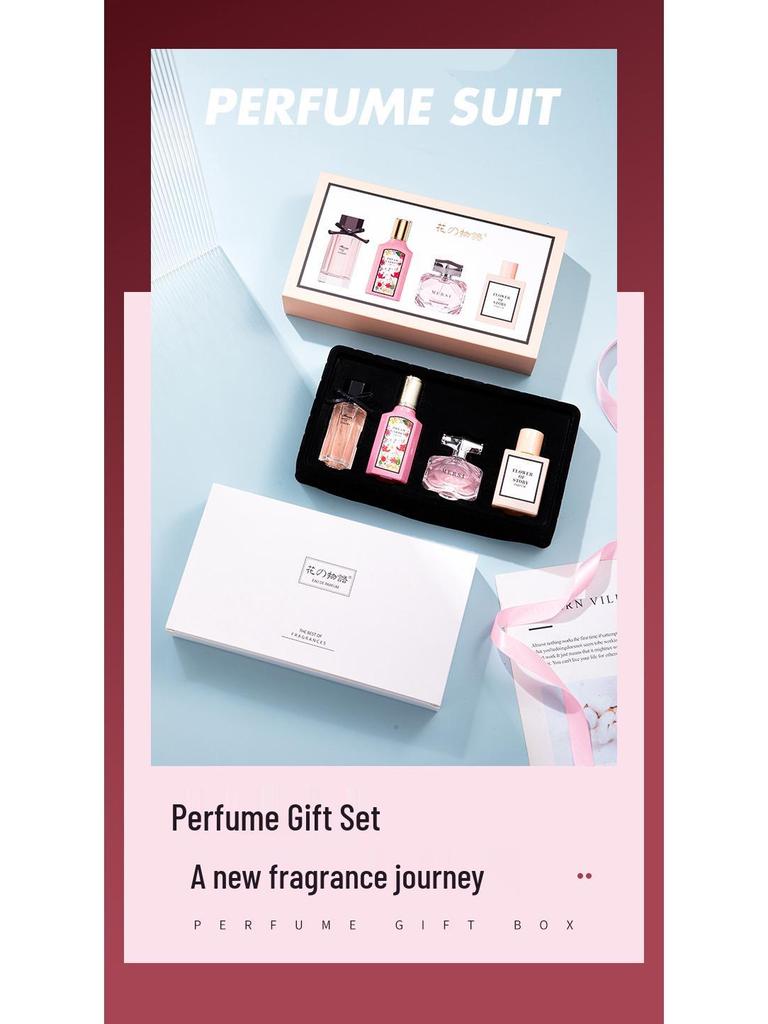 New Flower Story Women's Perfume Set: Four-Piece Gift Box with Long-Lasting Light Floral Fragrances - Flower Joy & Blooming Scents