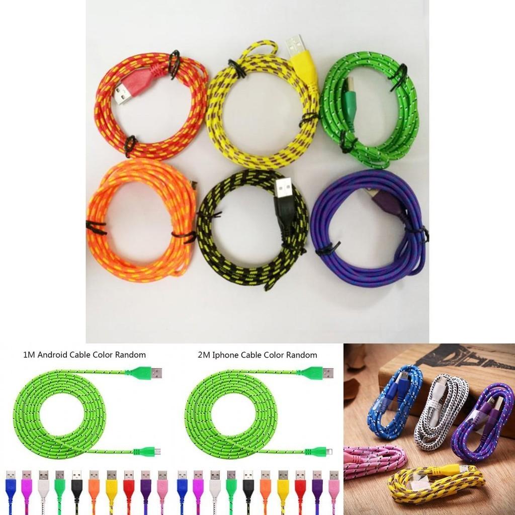 1m 3m 2m Nylon Braided Micro Usb Cable Charger For Android Iphone Phone Mobile