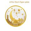 Elegant Disposable Dinnerware Set for 8 Guests Plates Cups and Napkins for Muslims Eid Festival Festive Celebration