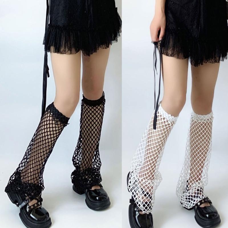 Summer Hollow Out Leg Covers Women Medium Fishnet Stockings Breathable Girls Leg Socks for Lolita Cosplay Party Daily