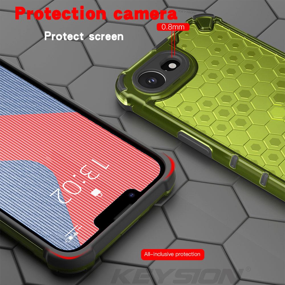 KEYSION Shockproof Armor Case for iPhone 16e Soft Silicone+PC Transparent Honeycomb Phone Back Cover for iPhone 16e 2025