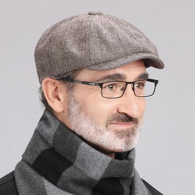Men's Herringbone Elastic Beret - Spring/Autumn Retro Newsboy Painter Hat