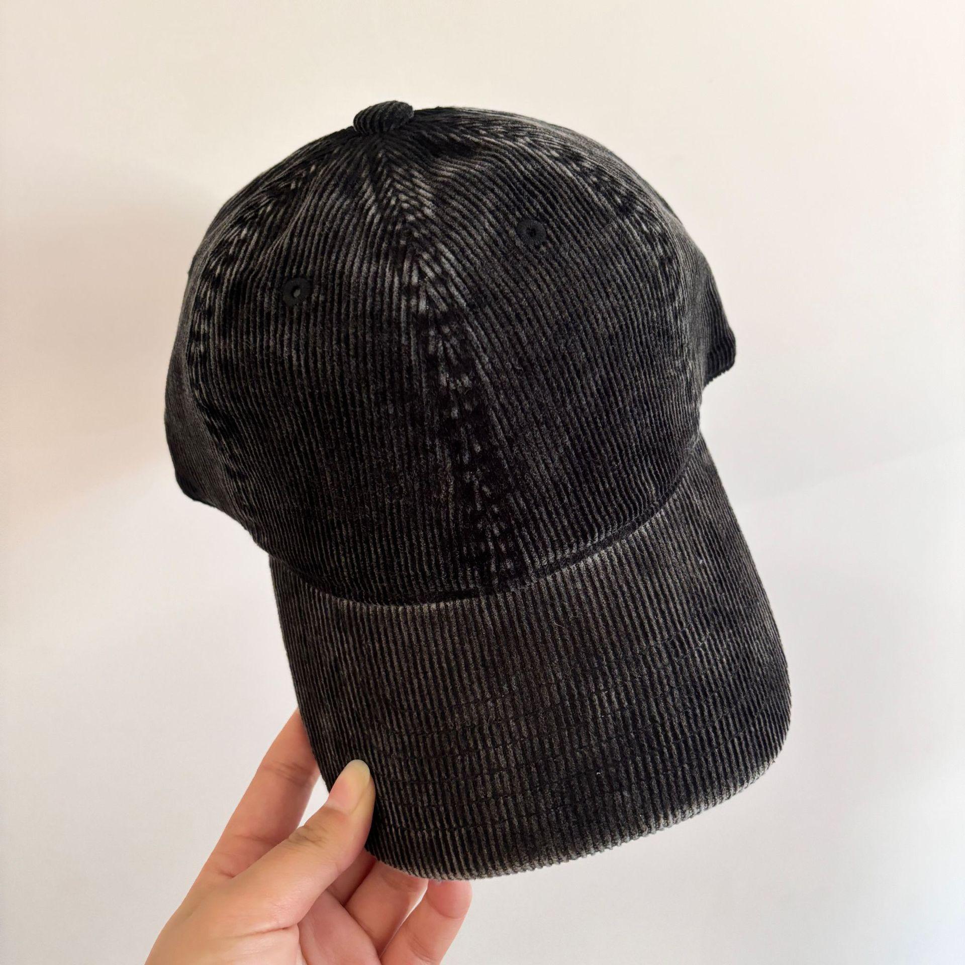 

Уличная бейсболка из вельвета с мягким верхом для осени и зимы, модная универсальная однотонная кепка для мужчин и женщин M（56-58cm） чёрный