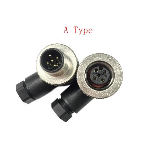 Waterproof IP67 A B D Type LED Sensor Weldless M12 3 4 5 8 12 Pin Aviation Connector Straight/Curved Male Female Plug Screw Lock