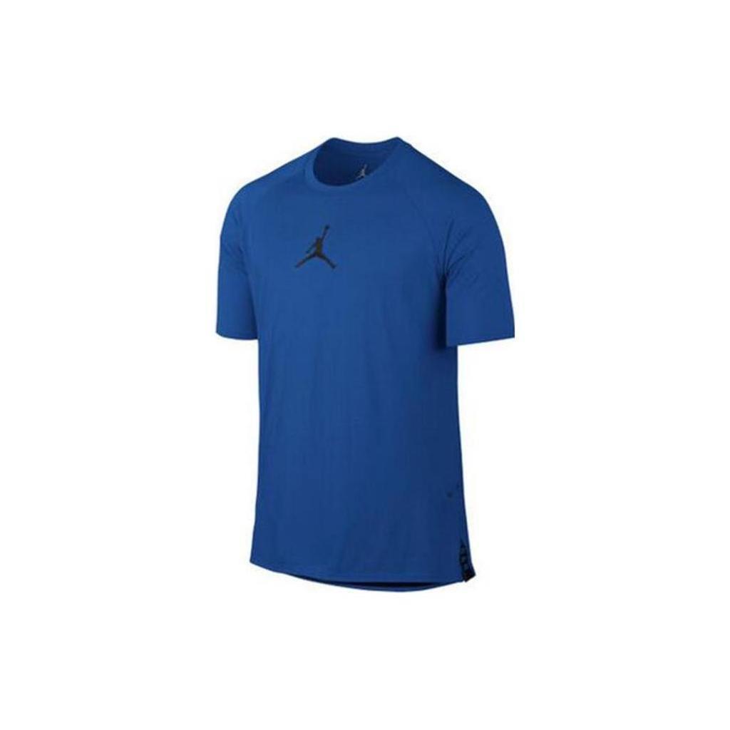 Jordan T Shirts Men's Blue Crew Neck Moderate Straight Fit 833785-477