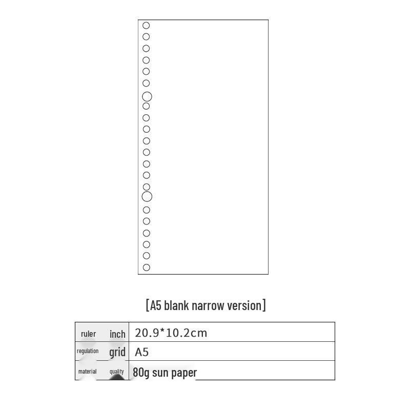 2021 A5 Loose-Leaf Planner Refill: Blank Grid & Lined Inner Pages, 6-Hole