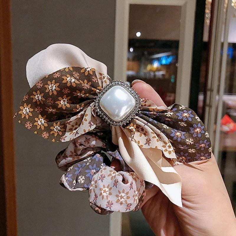 

Новое бриллиантовое жемчужное цветочное бантовое кольцо для волос в форме толстой кишки, супер фея, головной убор для девочки, милые аксессуары в форме сердца, заколки для волос хаки