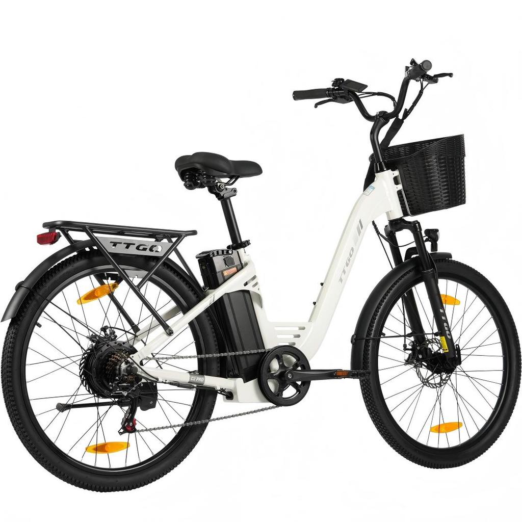 TTGO C2 PRO City Elektrofahrrad, 26-Zoll-Reifen, 250W Motor, 36V18Ah Akku, Geschwindigkeit 25 km/h, Maximale Reichweite 80-120 km, Shimano 7-Gang