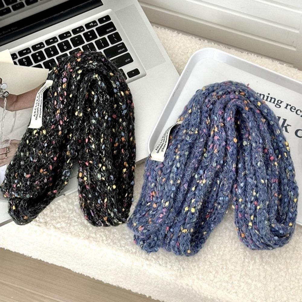 Harajuku Colorful Slender Scarf Y2K Style Knitted Colorful Dot Shawl  Streetwear