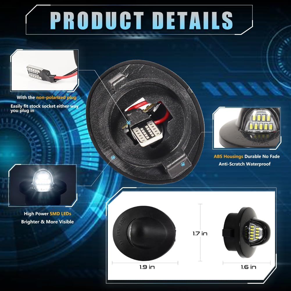 LED License Plate Light For Fo-Rd F150 F250 F350 F450 F550 Superduty Bronco Excursion Ranger Expedition Explorer Pickup Truck, F150 Bronco Ranger Led