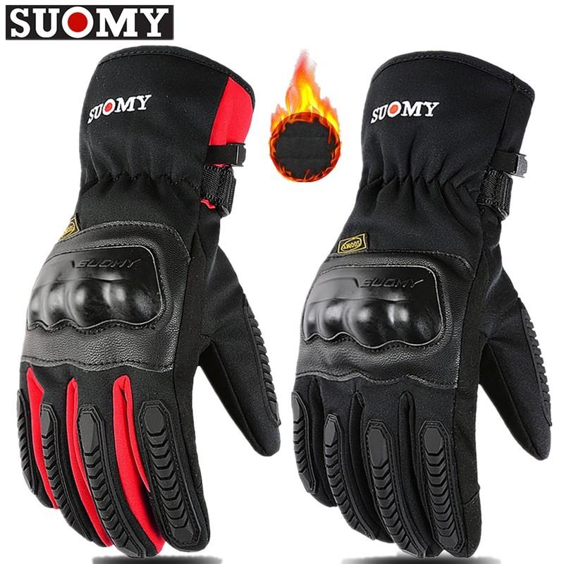 SUOMY Rękawice Motocyklowe Zimowe Wodoodporne Wiatroodporne Rękawice Motocyklowe Motocrossowe Wyścigowe Dotykowe Ocieplające Rękawice Moto Biker