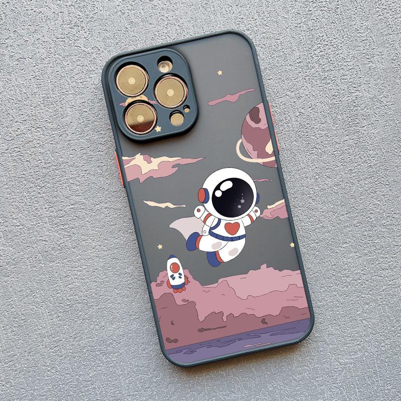 Cartoon Astronaut Pattern Phone Case For iPhone 14 13 15 Pro Max Plus 11 12 Mini Pro Max 7 8 Plus X XR XS Shockproof Phone Cover