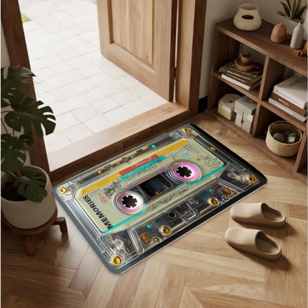 Vintage Cassette Tape Carpet Mat Rug - Retro Music Design Floor Decor for Living Room Bedroom Home Decoration Welcome Mat