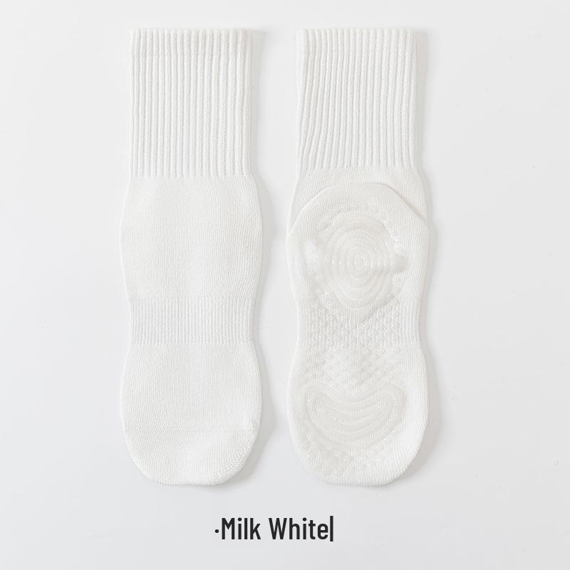 Women's Non-slip Mid-calf Pilates Yoga Socks - Grippy Cotton for Indoor Sports