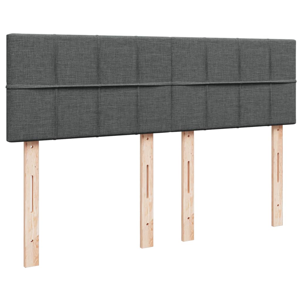 Box Spring Bed with Mattress Dark Grey 140 X 190 Cm Fabric