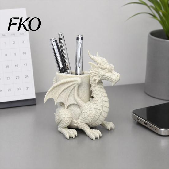 Stationery Storage Container 3D Printed Dragon Desk Planter, Creative Flower Pot with Storage, Artistic Three-dimensional Sculpture Figurine Decor for