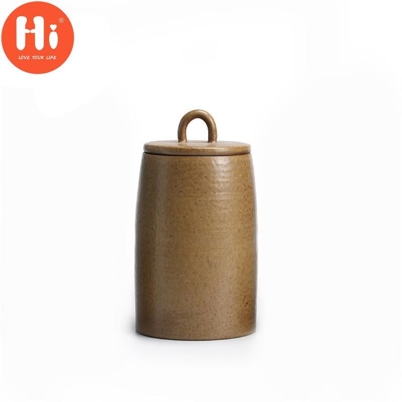 

Японський керамічний герметичний контейнер для чаю Caddy з грубої кераміки, великий старовинний контейнер для їжі для спецій